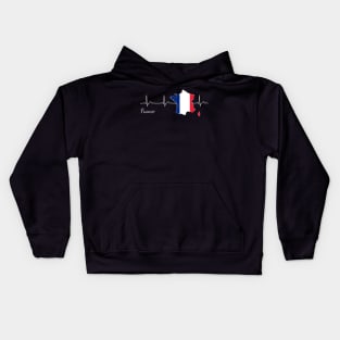 France Heartbeat ECG Gift Kids Hoodie